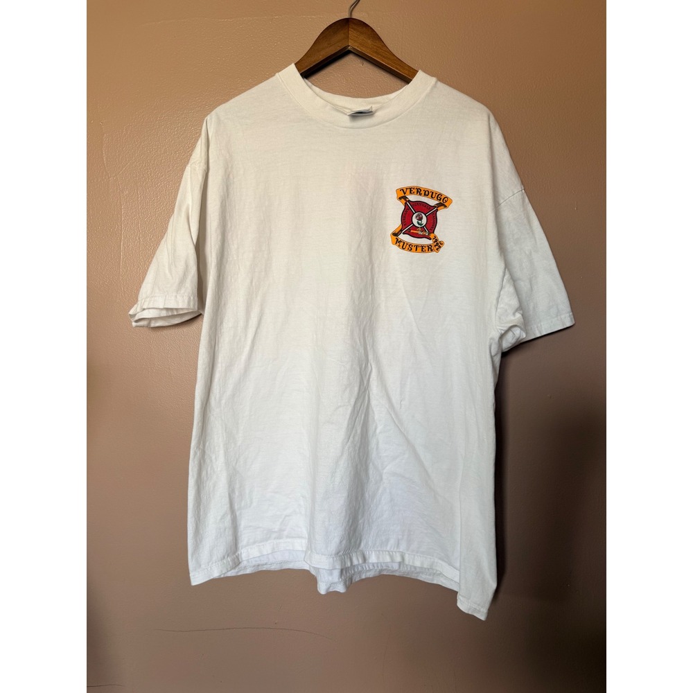 Vintage Hanes Beefy T XXL White 1997 Verdugo Muster Fire Truck Graphic T Shirt